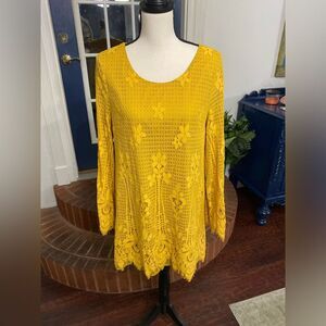 Love Riche Golden Amber Boho  Lace Dress  Size Large